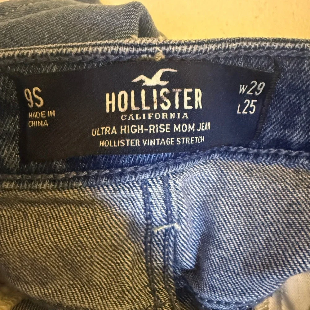 Hollister‎ Jeans 29 Patchwork High Rise Mom Blue Colorblock Ankle Festival Retro